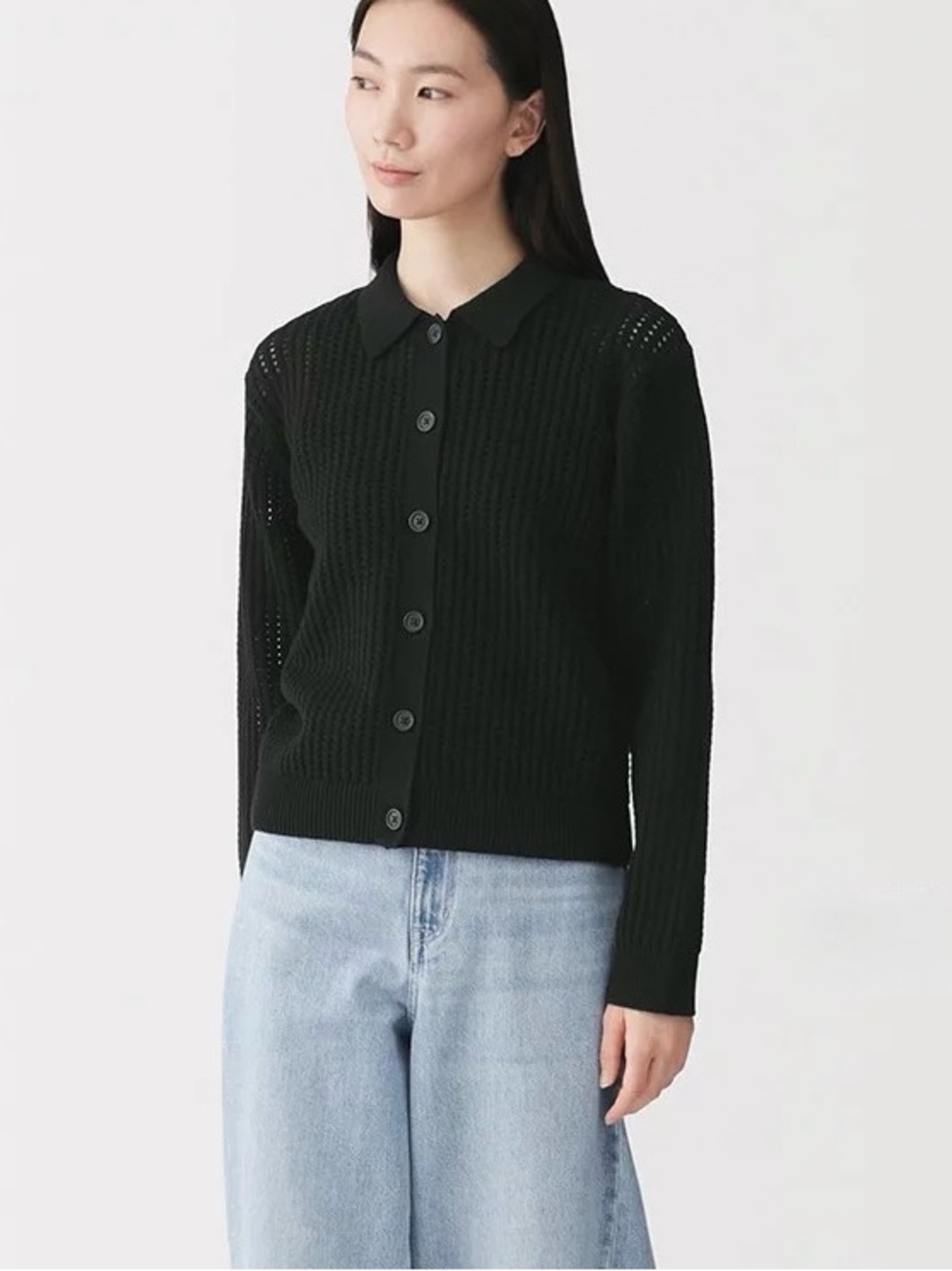 Muji polo cardigan L